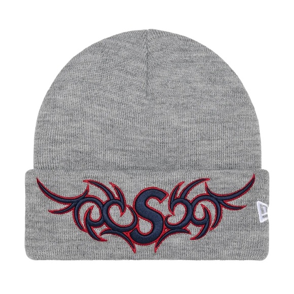 Supreme FW25 Tribal S Logo Beanie Gray Red Embroidery NWT